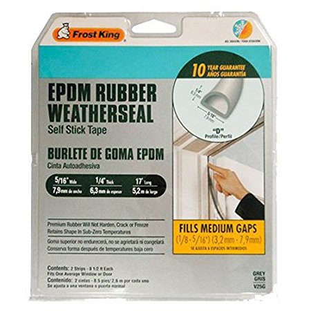 Frost King V25BA Extreme Rubber Weather-Strip Tape 3/8-Inch by 1/4-Inch by 17-Feet, Brown