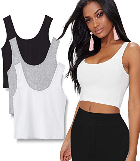 TELALEO 2 Pack Crop Tops for Women or Teens, Basic Solid Active Sleeveless Crop Tank Tops for Yoga, Street and Home
