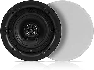 Pyle 6.5” Ceiling Wall Dual Speakers - 2-Way Full Range Stereo Sound (Pair) Universal Flush Mount Design w/ 70Hz - 20kHz Frequency Response 480 Power Watts Peak & 2 Magnetic Speaker Grills PWRC63.5