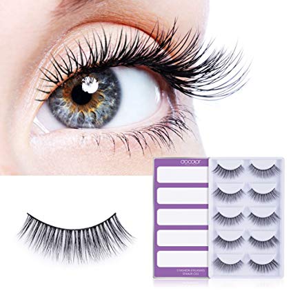 Docolor 3D Fake Eyelashes Premium Quality Long Cross False Eye Lashes Makeup Thick Black Natural Soft Reusable 5 Pair Pack