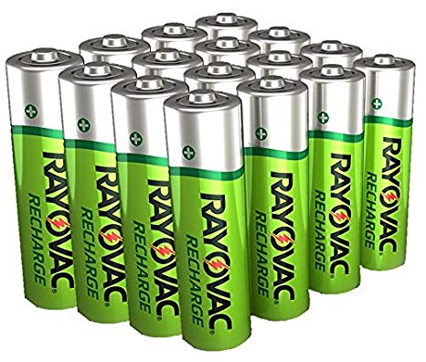 16 x Rayovac AA Recharge 1350mAh Rechargable NiMH Batteries w/free battery holders (16 AA batteries) packaging may vary