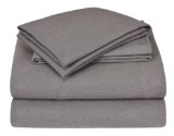 Elite Home Winter Nights Flannel 100-Percent Cotton 4-Piece Sheet Set Queen Charcoal