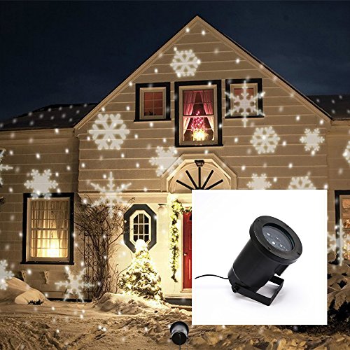 Sunvito Waterproof White Snowflakes Lamp Light Sparkling Landscape Projector for Outdoor Decor Spotlights Stage Irradiation Christmas Holiday Home Decoration Wall Motion DecorationWhite