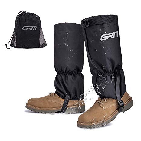 GRM Leg Gaiters Waterproof Snow Boot Gaiters, 600D Anti-Tear Oxford Fabric Hiking Gaiters with Triple Adjustable Straps & Upgraded Hook Loop for Snowshoeing, Hiking, Hunting, Gardening