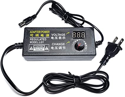 Adjustable AC/DC Switching Power Adapter Variable Voltage DC5525 Power Supply 4-24V 4V 9V 12v 14V 15V 18V 24V 2A 48W Speed Control Volt for Electric Fan Drill Motor Speed Controller Arduino