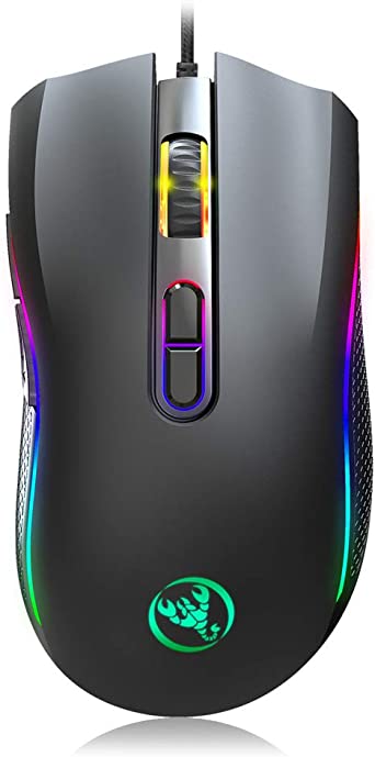 Gaming Mouse Wired - FAGORY Computer Laptop Mouse High Performance Wired Gaming Mouse, USB Mouse with 7 Colors LED Backlight, 4 DPI Settings Up to 3200 DPI, Plug & Play for Laptop, PC, Windows, Mac