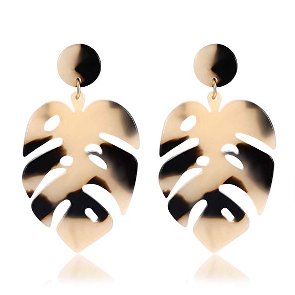 Acrylic Earrings For Women Girls Statement Palm Leaf Earrings Resin monstera Drop Dangle Earrings Fashion Jewelry