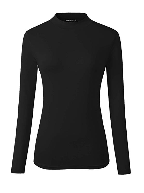 Veranee Women's Long Sleeve Slim Fit Turtleneck Basic Layering T-Shirt