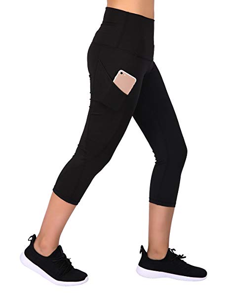 HDE Womens Capri Yoga Pants Fitted Stretch Leggings for Workouts Running