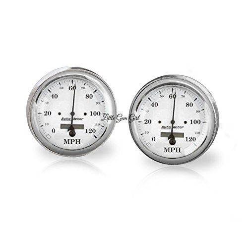 Classic Antique Car Speedometer Cuff Links in 18mm Stainless Steel or 16mm Sterling Silver - Anniversary Gift or Wedding Keepsake for Groom - Hot Rod Ford Speedometer Cufflinks