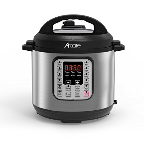 Acare 6 Qt 7-in-1 Programmable Pressure Cooker,6 Quart/6L Stainless Steel Multi-Use Cooker,1000W,Slow Cooker,Rice Cooker,Stew,Steamer,Sauté,Yogurt Maker and Warmer