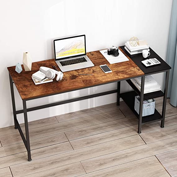 JOISCOPE Computer Desk, Desk with Shelves, Laptop Table, Study Table, Writing Desk, Industrial Desk,60 Inches (Vintage Oak Finish)