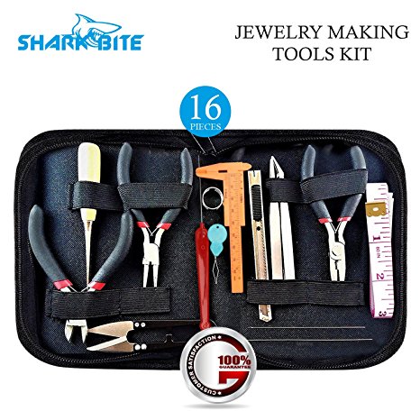 Best Professional Jewelry crafting and Making Tools Kit 16 Pieces Jewelry Making supplies Tools in Zippered Case | Jewelry Making Supplies | Professional Jewelry Crafting and Repair Beading