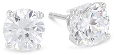 1 Carat Solitaire Diamond Stud Earrings Round Brilliant Shape 4 Prong Push Back (L-M Color, I1-I2 Clarity)