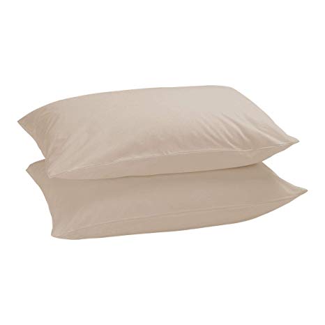 Comfy Basics 2 Pack Brushed Microfiber Bedding Pillow Cases (Beige, Standard/Queen)