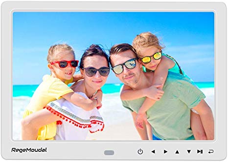 RegeMoudal Digital Photo Frame,12 Inch Electronic Photo Frame with LED Screen 1080P High Resolution,Digital Picture Frame with Photo/Music/Video Player & Calendar Alarm Function, White