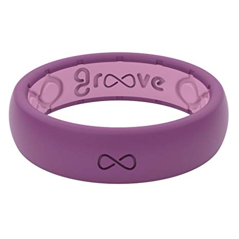 Groove Life Silicone Wedding Ring for Women - Breathable Rubber Rings for Women, Lifetime Coverage, Unique Design, Comfort Fit Womens Ring - Thin Solid