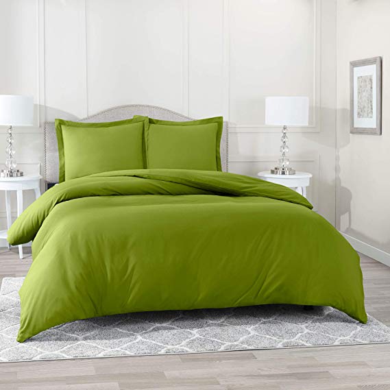 Nestl Bedding Duvet Cover 3 Piece Set – Ultra Soft Double Brushed Microfiber Hotel Collection – Comforter Cover with Button Closure and 2 Pillow Shams, Calla Green - King 90"x104"
