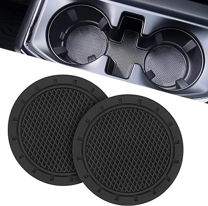 JOYTUTUS Car Cup Holder Coaster, 2.67 inch Universal Car Cup Holder Insert, 2 Pcs Universal Anti-Slip Shockproof Car Coasters for Cup Holders, Car Accessories for Car, SUV, Truck (Black)