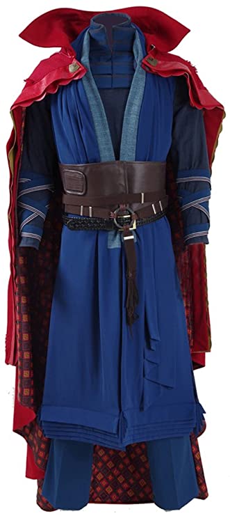 2016 Hot Movie Doctor Costume Blue Heavy Robe and Red Cloak Cosplay Outfit