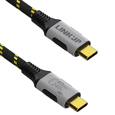 LINKUP - USB 4.0 240W 40Gbps Type-C Thunderbolt 4 Cable [6ft] 8K@60hz Video Super-Fast Data Charging Durable Sleeved Compatible with iPhone 15 Pro/Max MacBook Pro/Air iPad Pro Galaxy S23