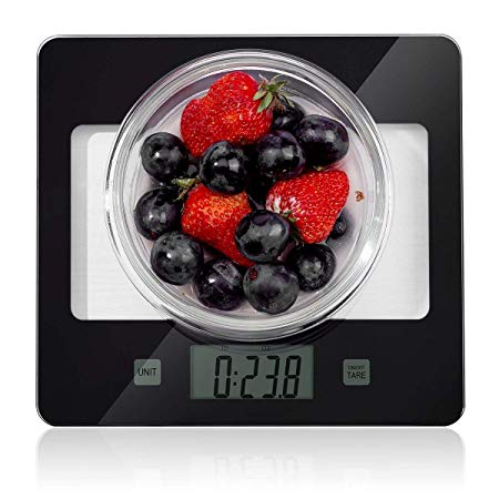 Kitchen Food Scale, Digital Multifunction Accurate Postage Scales with Large LCD Display for Baking and Cooking, 11lb Capacity by 0.1oz, Tempered Glass Surface