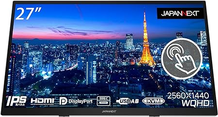 JAPANNEXT 27インチ IPS 10点タッチ対応 WQHD解像度USB-C給電対応 液晶モニターJN-IPS27WQHDR-C65W-T HDMI DP USB-C(65W給電) KVM機能 10点マルチタッチ対応