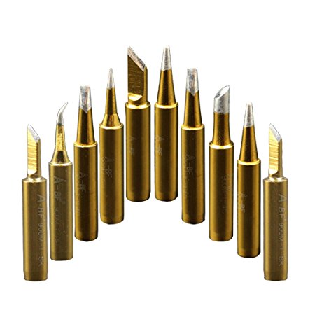 A-BF 10pcs 900M-T Soldering Iron Tips Gold for Hakko, TENMA,ATTEN, QUICK, Aoyue, Yihua, ABF Soldering Station, Soldering Gun, Welding Solder Tips