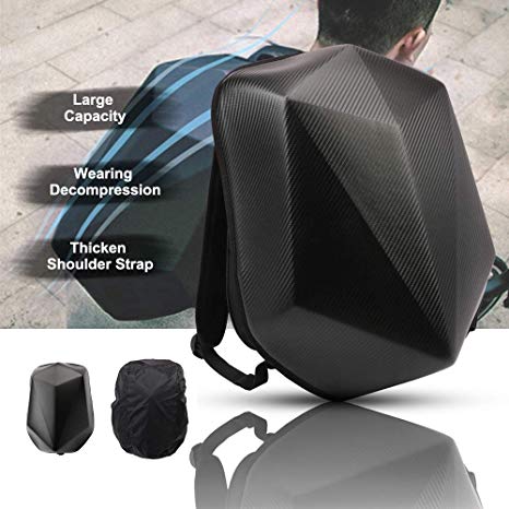 Motorcycle Backpack Hard Shell Backpack - Diamond Shape Carbon Fiber Motorbike Backpack Waterproof 30L Large Capacity - Riding Backpack For Outdoor Travelling Camping Cycling