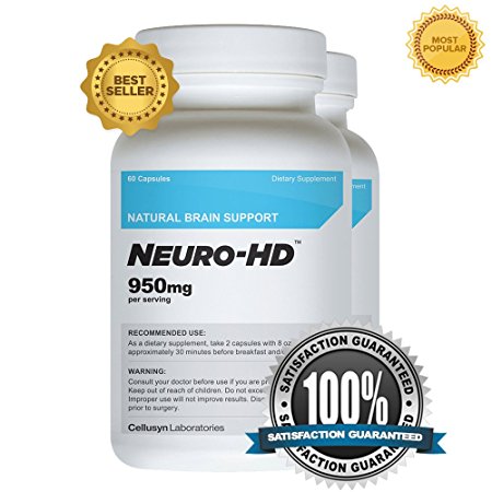 Cellusyn Neuro-HD Brain Supplement for Neural and Cognitive Enhancement, 60 Capsules - 2 Bottles