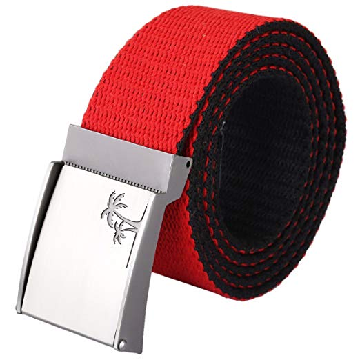 moonsix Canvas Web Belts for Men,Solid Color Military Style 1.5" Wide Flip-Top Belt