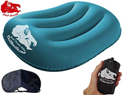 Chill Gorilla Ultralight Inflatable Travel Camping Pillows - Compressible, Compact, Comfortable, Ergonomic Pillow for Neck & Lumbar Support for Mountaineering, Hiking. Backpacking Accessories