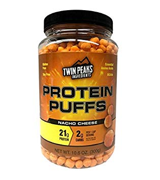 Twin Peaks Ingredients Protein Puffs - Nacho Cheese 300g (10 Servings), 21g Protein, 2g Carbs, 130 Cals, High Protein, Low Carb, Soy Free, Gluten Free, Potato Free - BEST PROTEIN SNACK