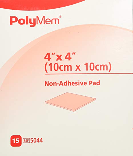 PolyMem Non-Adhesive Wound Dressing, Sterile, Foam, 4' X 4' Pad, 5044, 15 Count