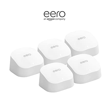 Amazon eero 6 dual-band mesh Wi-Fi 6 system with built-in Zigbee smart home hub (5-pack, three routers and two extenders)