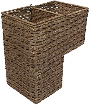 KOUBOO 1060100 Sweater Weave Handwoven Wicker Stair Step Basket, Rustic Brown, Coffee