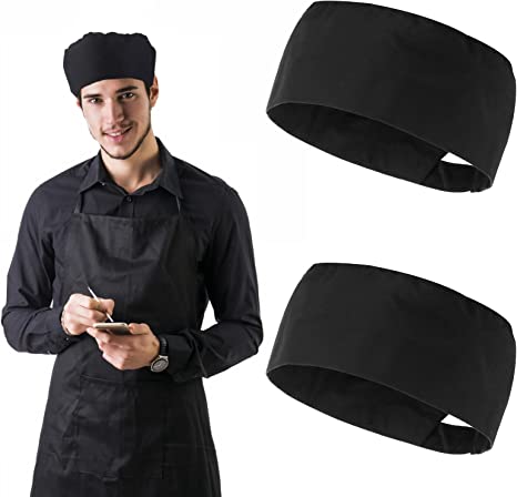 Yolev 2Pcs Unisex Chef Hats Kitchen Cooking Food Service Caps Chef Hats Adjustable Kitchen Cooking Caps Food Service Caps for Kitchen Cooking Service and Other Work Black