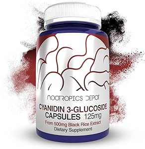 Nootropics Depot Cyanidin 3-Glucoside Capsules | 125mg | 180 Count | Black Rice Extract | C3G | Oryza Sativa | Metabolic, Vision, & Cognitive Support