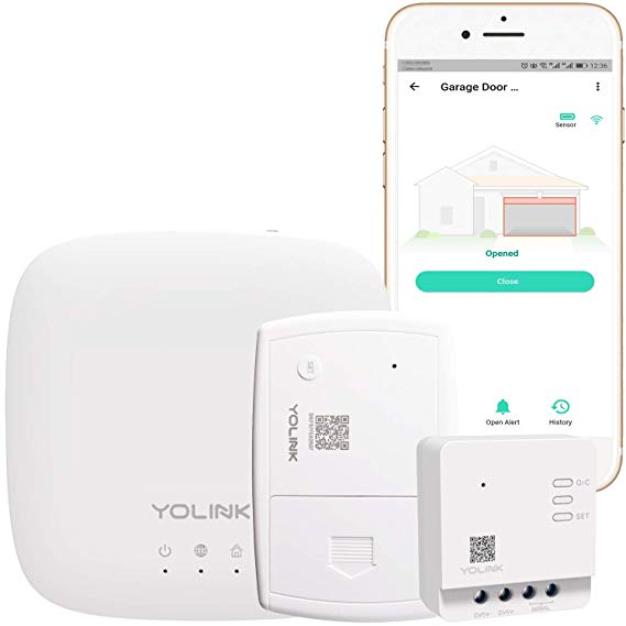 YoLink 1/4 Mile World's Longest Range Smart Wireless Garage Door Opener with Hub, App Remote Control with Open Close Alerts - Remotely Control Existing Garage Door Opener