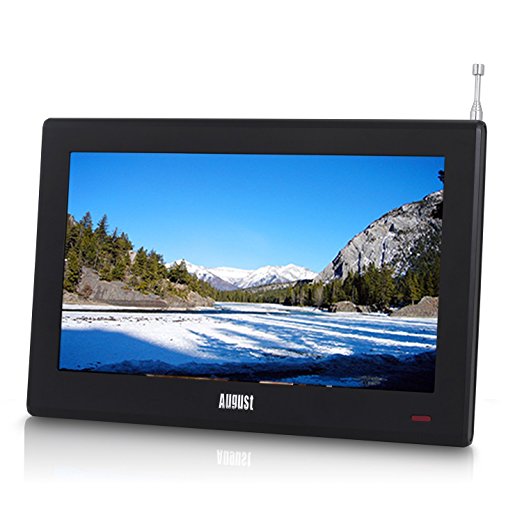August DA100D - 10" Portable TV with Freeview - Add a Small Screen Digital LCD Television to Your Car, Kitchen or Bedside Table - AA, Mains or 12V Charger (Not Included) Powered - [ENERGY CLASS A]
