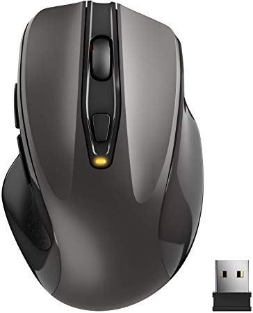 TedGem Wireless Mouse 2.4G Wireless Mouse Portable with USB Nano Receiver 6 Buttons 5 Adjustable DPI 2400/2000/1600/1200/800 for Laptop & PC Compatible with Microsoft & Mac OS - Grey