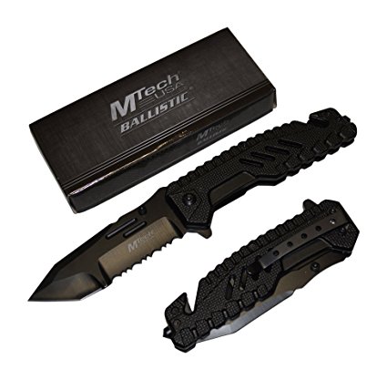 Rogue River Tactical Exclusive Mtech Black Spring Assisted Pocket Knife Military Special Forces G10 Handle Sharp Tanto Blade Folding Rescue Knives Multitool