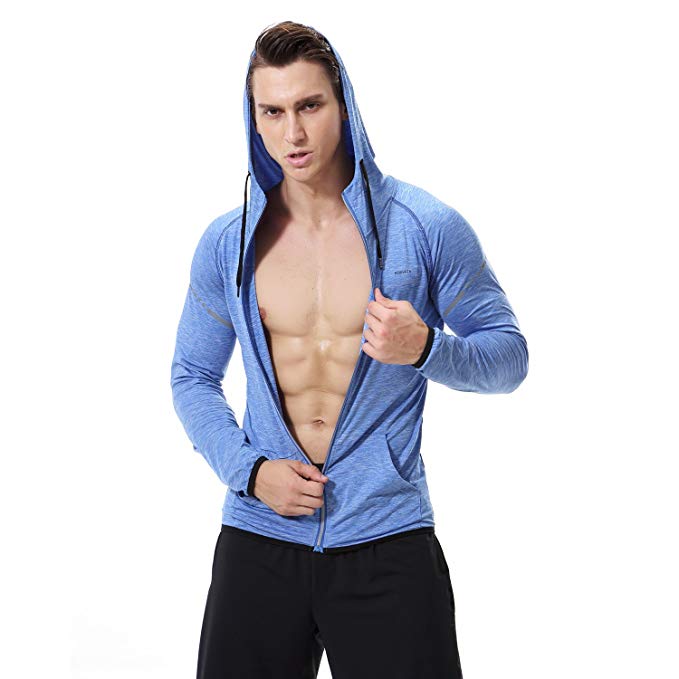 Jiayiqi Men's Sports Hoodies Sweatshirt Zipper Jacket Coat Outerwear