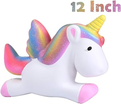 Sinofun 12 Inch Giant Horse Squishy, Cute Rainbow Scented Soft Squishies Package, Slow Rising & Stress Reliever Squeeze Toys, Birthdays/Office Gifts, Party Favor for Girls/Kids/Boys