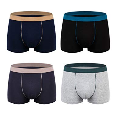 DRASEX Mens Boxer Briefs 4-Pack Ultimate Soft Stretch Knit Cotton Seamless Underpants for Men's Breathable Underwear