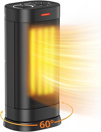 1500W Space Heater, Portable Electric Heater with PTC Ceramic Technology Fast Heating with Thermostat, 60°Oscillating, Multiple Safety Protection for Indoor Use Office Garage