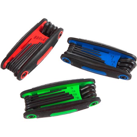 Hyper Tough 3-Pack Folding Hex Key Set with SAE, Metric, and Star Model 1272