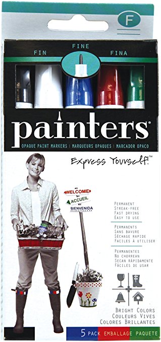 Elmer's Painters Opaque Paint Markers, Set of 5 Markers, Bright Colors, Fine Point (WA7519)