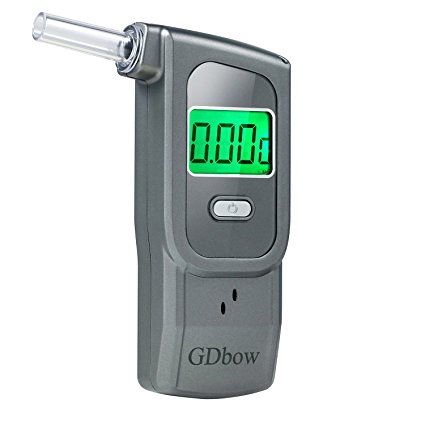 GDbow Breathalyzer Portable Alcohol Tester Recording Recent 32 Results with 5 Mouthpieces -Grey