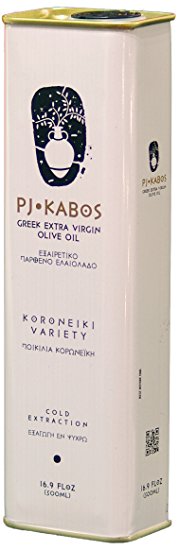 12-Pack of 2017 GOLD Medal Winner PJ KABOS 16.9Floz Greek Extra Virgin Olive Oil | 100% FRESH olive oil born in Ancient Olympia vicinity | Greece | KORONEIKI Variety | 16.9Floz tin